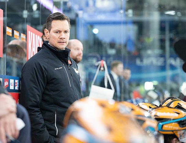 Head Coach Philipp Lukas (Steinbach Black Wings Linz) Steinbach Black Wings Linz vs HC TIWAG Innsbruck - Die Haie. Runde 35, ICE Hockey League, Steinbach Black Wings Linz, Linz AG Eisarena 