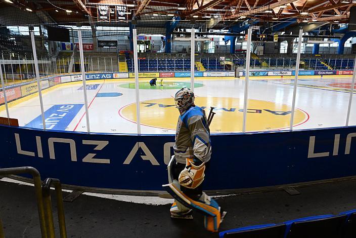 Tormann Rasmus Tirronen (Steinbach Black Wings Linz) (Steinbach Black Wings Linz) Erstes Eistraining, Steinbach Black Wings Linz , Linz AG Eisarena 