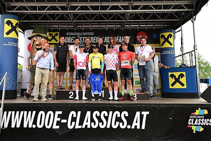 Die Trikots Aaron Dockx (BEL, Alpecin-Deceuninck Development Team), Edgar David Cadena (MEX, Petrolike), Josef Dirnbauer (AUT, Cycling Team Schwingshandl), Riccardo Zoidl (AUT, Hrinkow Advarics) 4. Etappe St.Florian /Asten - Hinterstoder/Höss 15. Int. Raiffeisen OÖ-Radrundfahrt UCI Kat. 2.2