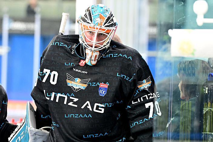 Tormann Dylan Wells (Steinbach Black Wings Linz) 9. Runde ICE, Steinbach Black Wings Linz vs HC Falkensteiner Pustertal, Linz AG Eisarena 