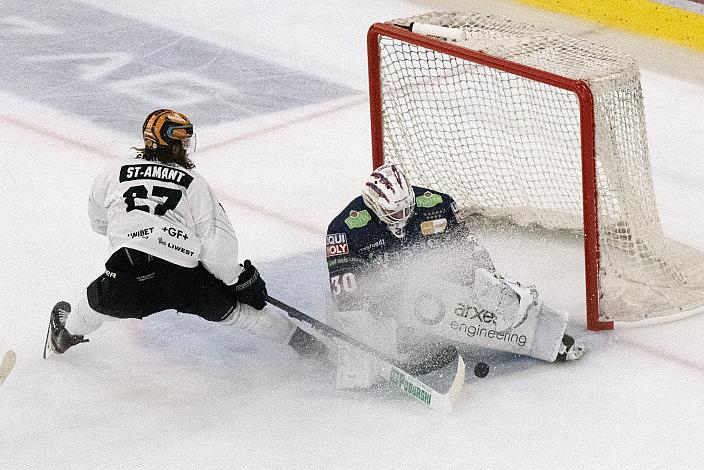 Shawn St.Amant (Steinbach Black Wings Linz), Tormann Juho Markkanen (Eisbären Berlin) Steinbach Black Wings Linz vs Eisbären Berlin,  WIn2day ICE Hockey League