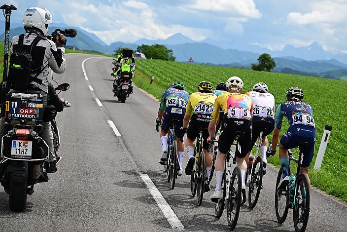Die Ausreisser mit Colin Chris Stüssi (SUI, Team Vorarlberg), Erazem Valjavec (SLO, Soudal - Quickstep Devo Team), Maximilian Schmidbauer (AUT, Schwingshandl Intralogistics), Josef Dirnbauer (AUT, Hrinkow Advarics), Miguel Heidemann (GER, Rembe - rad-net), Balint Feldhofer (HUN, Bahrain Victorious Development Team), 3. Etappe Asten - Bad Schallerbach, Oberösterreich Rundfahrt