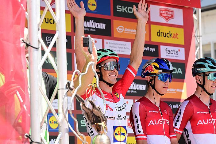  Im Roten Lidl - Trikot des Gesamtführenden der Lidl Tour of Austria Gregor Mühlberger, 4. Etappe von Steyr nach Steyr, 170,5km, Tour of Austria