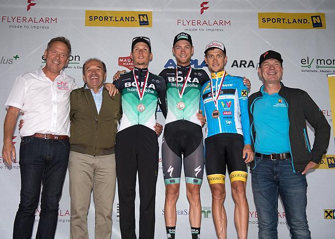 Podest LM OOE, Lukas PÃ¶stlberger (AUT, Bora - Hansgrohe), Felix Grossschartner (AUT, Bora - Hansgrohe), Riccardo Zoidl (AUT, Team Felbermayr Simplon Wels), Paul Resch (PrÃ¤sident LRV OberÃ¶sterreich), Franz Steinberger (Ã–-Tour Direktor),  Staatsmeisterschaft, Einzelzeitfahren, Stephanshart, NOE
