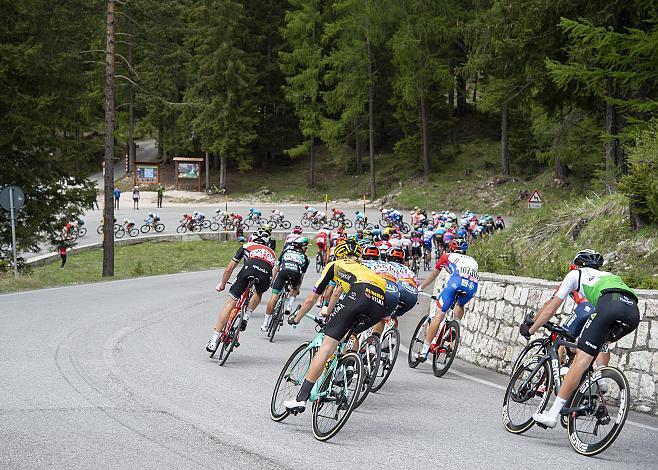 Das Feld in der Abfahrt von der Cima Banche nach Cotina d Ampezzo, Giro, Giro d Italia, Radsport, 102. Giro d Italia - 18. Etappe Olang - Santa Maria di Sala