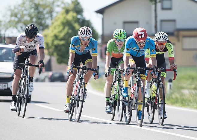   Die Spitzengruppe Riccardo Zoidl (AUT, Team Felbermayr Simplon Wels), Dominik Hrinkow (AUT, Hrinkow Advarics Cycleang Team), Lukas Schlemmer (AUT, Team Felbermayr Simplon Wels), Jannik Steimle (GER, Team Vorarlberg Santic) , Helmut Trettwer (GER, WSA Pu
