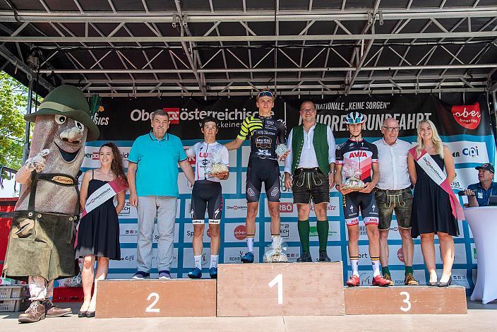 Siegerpodest 3. Etappe, 2. Platz Andrew August (USA, Lux/CTS p/b Specialized), Sieger Artem Shmidt (USA, Cannibal Team), 3. Platz Jens Verbrugghe (BEL, AVIA-Rudyco Cycling Team)1 Bad Wimsbach - Strass im Attergau, Int. "Keine Sorgen" Junioren Rundfahrt UCI Kat. 2.1 MJ