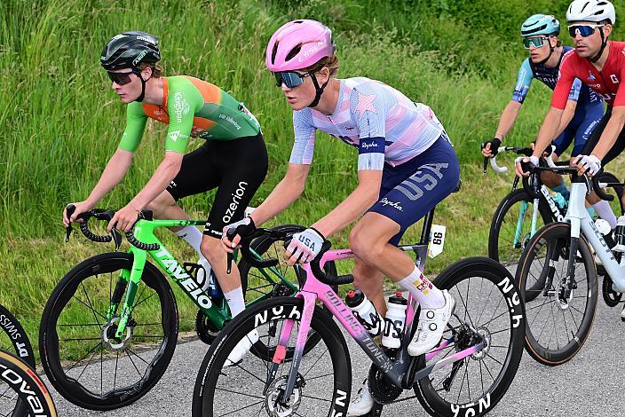 die Ausreisser mit Viktor Soenens (BEL, Soudal - Quickstep Devo Team), Richard Riska (SVK, Hrinkow Advarics), Emanuel Zangerle (AUT, Team Vorarlberg), Milan Kadlec (CZE, Team Elkov Crypto4me), Otto van Zanden (NED, Azerion  - Villa Valkenburg), Key Locke (USA, Team USA), 4. Etappe Aigen - Schlägl - Aigen - Schlägl, Oberösterreich Rundfahrt