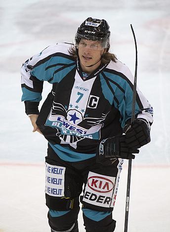 Brian Lebler (EHC Liwest Black Wings Linz) Eishockey Testspiel, EHC Liwest Black Wings - CEZ Motor Ceske Budejovice