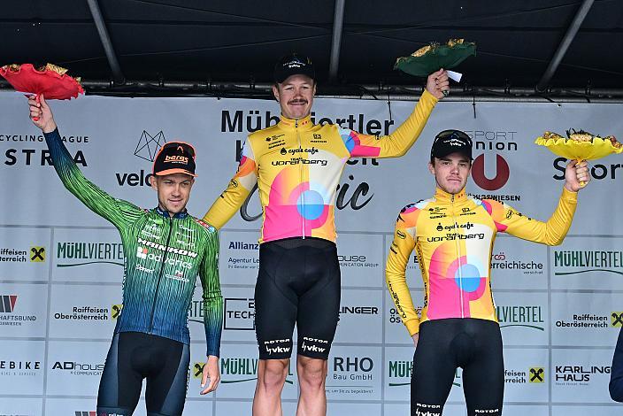 Podest v.l. 2. Platz Riccardo Zoidl (AUT, Hrinkow Advarics), Sieger des Rennens Alexander Konychev (ITA, Team Vorarlberg), 3. Platz Emanuel Zangerle (AUT, Team Vorarlberg), Herren Elite, U23, Cycling League Austria Radliga, Mühlviertler Hügelwelt Classic Elite Damen, Königswiesen, OÖ