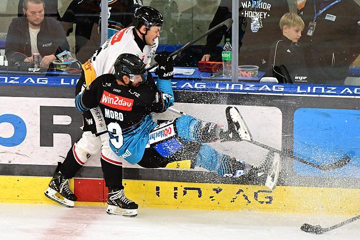 Marlon Tschofen (Pioneers Vorarlberg), Greg Moro (Steinbach Black Wings Linz), 1. Runde ICE, Steinbach Black Wings Linz vs Pioneers Vorarlberg , Linz AG Eisarena 