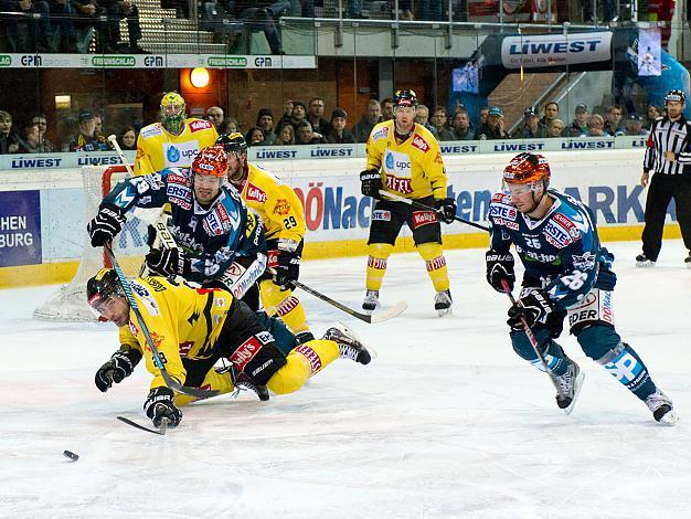 Andrew Jacob Kozek und Rob Hisey, Linz und Mike Ouellette, Vienna, EHC Liwest Black Wings Linz vs UPC Vienna Capitals, Pick Round