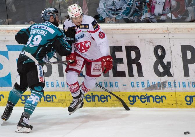 Kyle Klubertanz (EHC Liwest Black Wings Linz) und Manuel Ganahl (EC KAC) ) EHC Liwest Black Wings Linz vs EC KAC, Pick Round