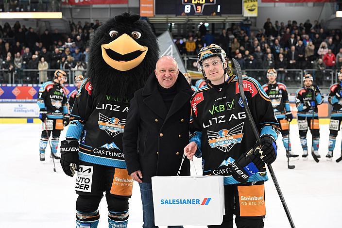 Spieler des Abends Brodi Stuart (Steinbach Black Wings Linz) Win2Day ICE Hockey League,  Steinbach Black Wings Linz vs Olimpija Ljubljana,  Linz AG Eisarena 