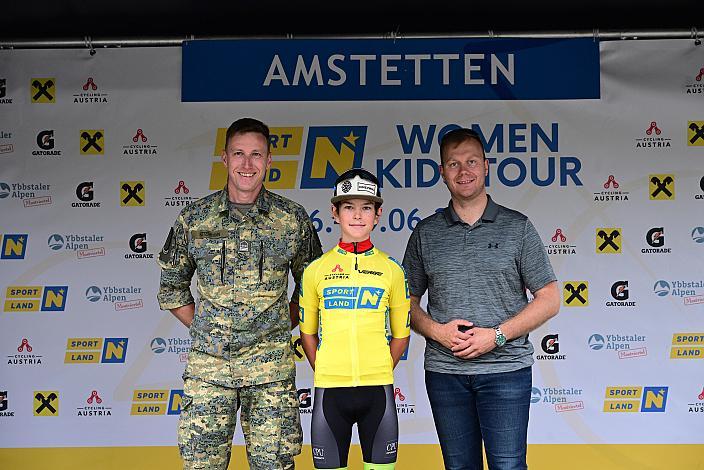 Im Gelben Trikot der Kids Tour Georg Wartlsteiner (AUT, LRV Tirol / OOE), Rad 2 Etappe Sportland NOE Kids Tour