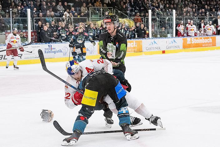 Emilio Romig (Steinbach Black Wings Linz), Dennis Robertson (EC Red Bull Salzburg) Steinbach Black Wings Linz vs EC Red Bull Salzburg, Linz AG Eisarena