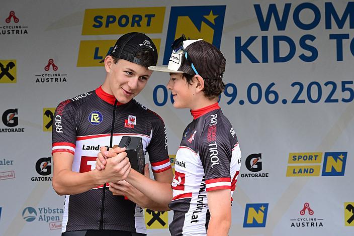 v.r. Etappensieger  Gelben Trikot der Kids Tour Georg Wartlsteiner (AUT, LRV Tirol / OOE), Tobias Gerauer (AUT, LRV Tirol / Oberösterreich) Rad 2 Etappe Sportland NOE Kids Tour
