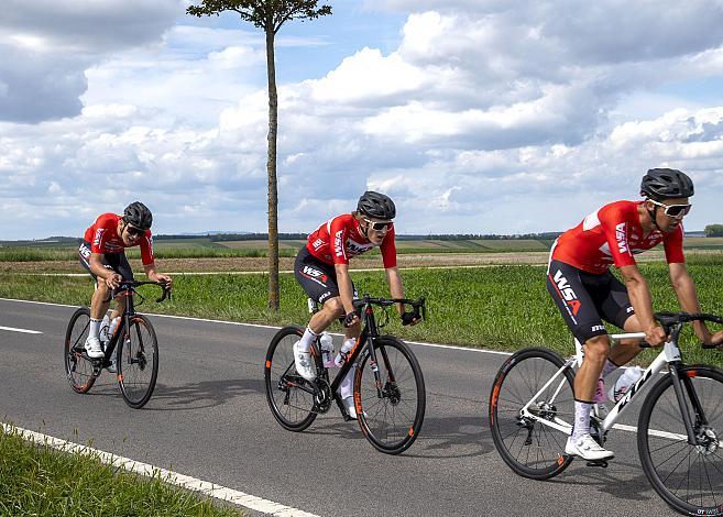 v.l. Maximilian Schmidbauer (AUT, Team WSA Graz ARBOE), Alexander Gratzer (AUT, Team WSA Graz ARBOE), Jodok Salzmann (AUT, Maloja Pushbikers), ÖSTM Strasse Mattersburg, Österreichische Staatsmeisterschaft U23, Elite Damen und Herren