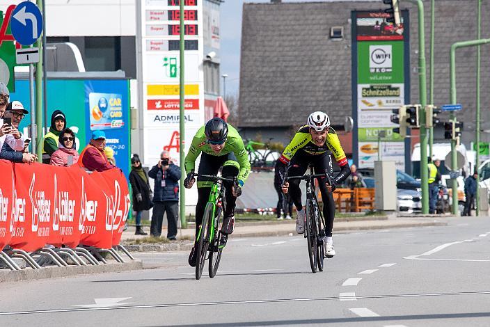 Sieger Rainer Kepplinger (AUT, Hrinkow Advarics), 2. Platz Matthias Reutimann (SUI, Team Vorarlberg), Herren Elite, U23, Radliga, 60. Raika Kirschbluetenrennen, Wels, Oberösterreich