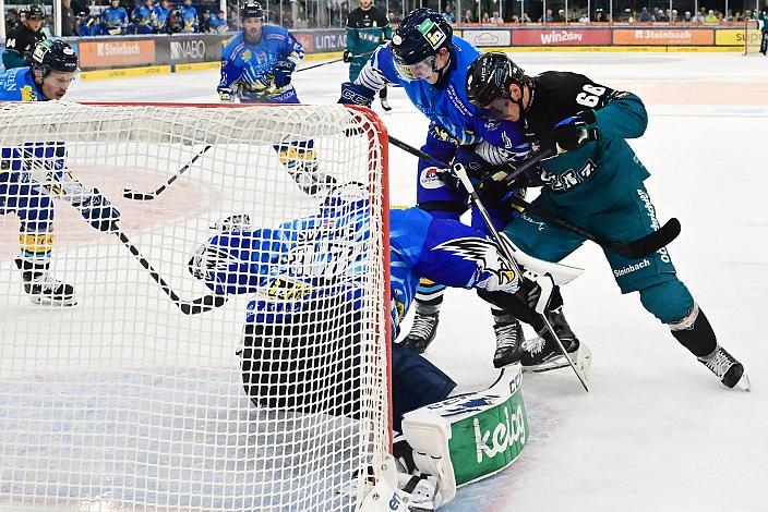 Tormann Rene Swette (EC iDM Wärmepumpen VSV), Stefan Gaffal (Steinbach Black Wings Linz), Testspiel Steinbach Black Wings Linz vs EC VSV, Linz AG Eisarena 