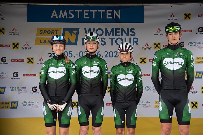 Team Steiermark, Casimir Orthacker, Alexander Walcher, Paul Prietl, Leonie Wachmann, 01.06.2024. 3. Etappe, Amstetten,  Sportland NOE WOMENS  KIDS Tour
