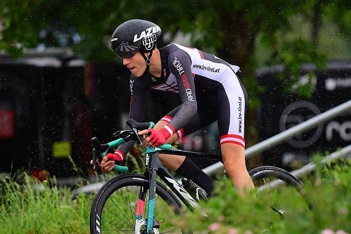 Im Trikot des Punkte Besten  Tobias Gerauer (AUT, LRV Tirol / Oberösterreich), Zeitfahren Herzogenburg, 3. Etappe Sportland NOE Kids Tour