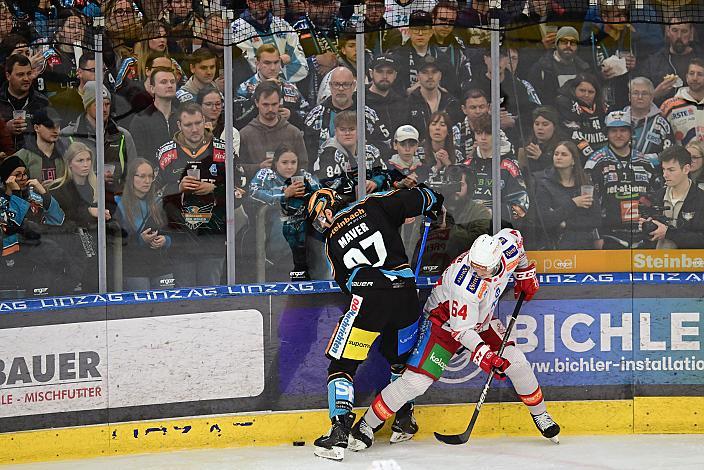 Luka Maver (Steinbach Black Wings Linz), Maximilian Preiml (EC KAC) Semifinale 6, Win2Day ICE Hockey League, 2. Semifinale, Steinbach Black Wings Linz vs EC KAC,  Linz AG Eisarena 