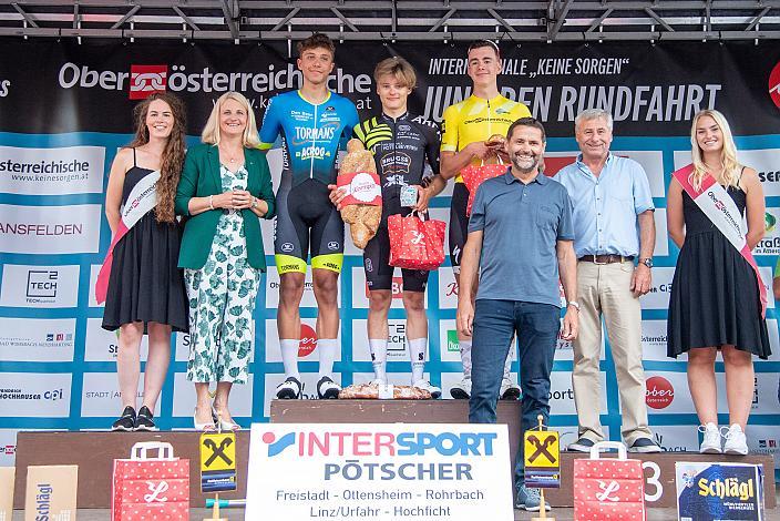 Sprintsieg für Frank Aron Ragilo (EST, Cannibal Team), 2. Platz Sente Sentjens (BEL, Acrog-Tormans), 3. Platz Viggo Moore (USA, Lux/CTS p/b Specialized), Rohrbach - Rohrbach, Int. "Keine Sorgen" Junioren Rundfahrt UCI Kat. 2.1 MJ