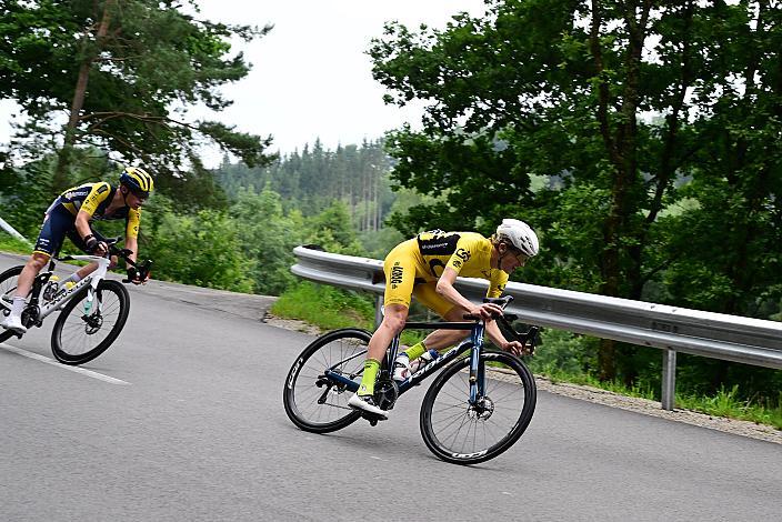 Im Gelben Trikot des Gesamtführenden Jasper Verbrugge (BEL, Acrog-Tormans), 50. OÖ Junioren Rundfahrt, 2. Etappe Sarleinsbach - Sarleinsbach