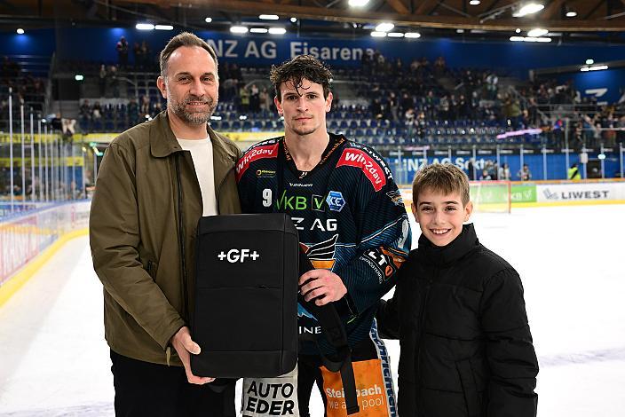 Spieler des Abends Emilio Romig (Steinbach Black Wings Linz) Steinbach Black Wings Linz vs EC Red Bull Salzburg, Playoffs, 4. Viertelfinale, Linz AG Eisarena