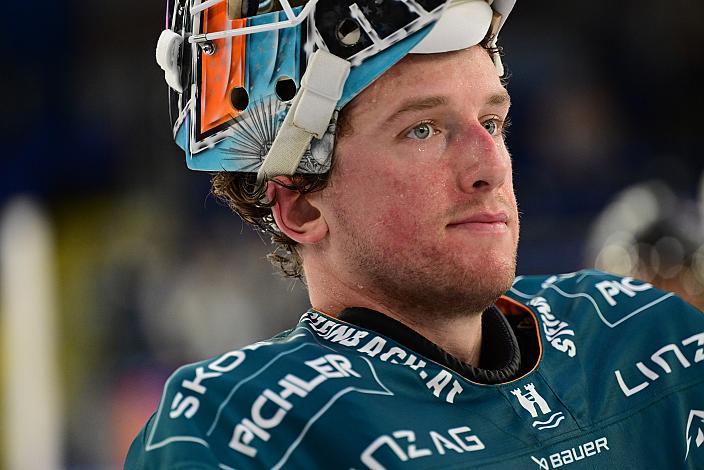 Tormann Dylan Wells (Steinbach Black Wings Linz) 2. Runde ICE, Steinbach Black Wings Linz vs Milano Hockey Club, Linz AG Eisarena 