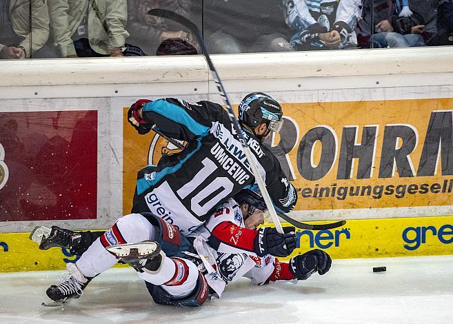 Dragan Umicevic (EHC Liwest Black Wings Linz), Mario Puskarich (KHL Medvescak Zagreb)  EHC Liwest Black Wings Linz vs EKHL Medvescak Zagreb