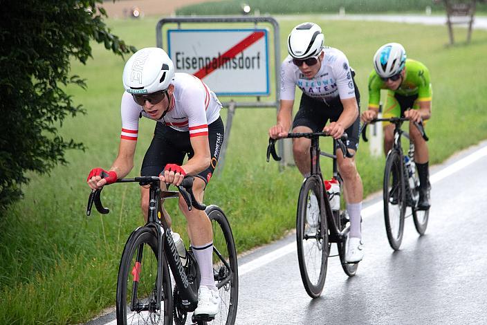 Bester Österreicher Michael Hettegger (AUT, LRV Oberösterreich), Enzo Lesueur  (FRA, Racing U19, PTC) Julian Kerklaan (NED, Wielerploog Groot Amsterdam), 50. OÖ Junioren Rundfahrt, 3. Etappe Bad Wimsbach Strass im Attergau