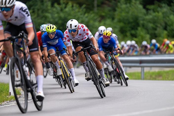 Im Bergtrikot Tobias Gren (DEN, Team Kvickly Odder Junior), 50. OÖ Junioren Rundfahrt, 2. Etappe Sarleinsbach - Sarleinsbach