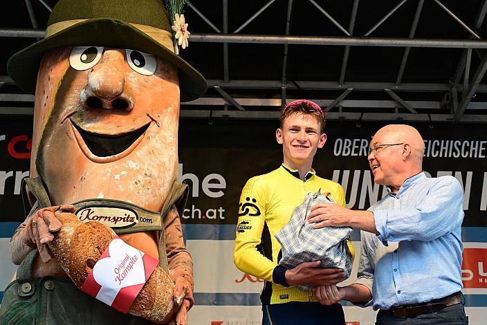 Im Gelben Trikot Oscar Amey (GBR, Willebrord Wil Vooruit), 50. OÖ Junioren Rundfahrt, 2. Etappe Sarleinsbach - Sarleinsbach