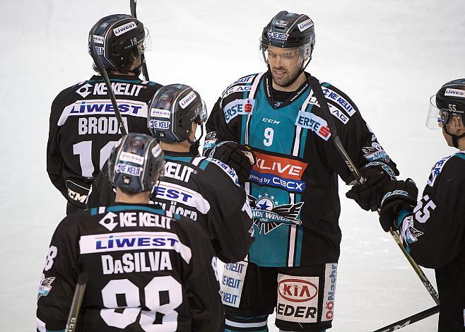 Linz feiert da 1 zu 0 EHC Liwest Black Wings Linz vs Moser Medical Graz 99ers