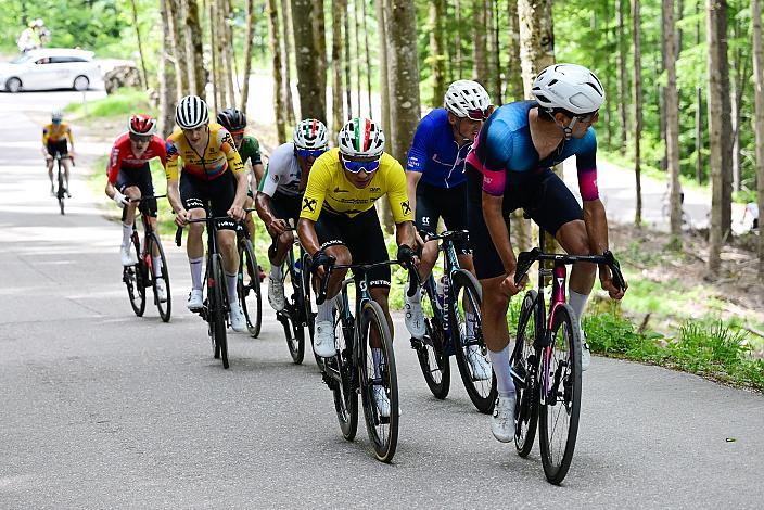 Anstieg zur Höss, Aaron Dockx (BEL, Alpecin-Deceuninck Development Team), Edgar David Cadena (MEX, Petrolike),  Mattia Gaffuri (ITA, Swatt Club), Jannis Peter (GER, Team Vorarlberg), 4. Etappe St.Florian /Asten - Hinterstoder/Höss 15. Int. Raiffeisen OÖ-Radrundfahrt UCI Kat. 2.2