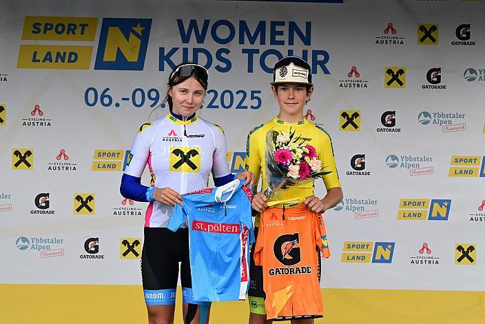 Mädchen Siegerin Karolina Hajdukova (SVK, CK EPIC Dohnany) im Gelben Trikot der Kids Tour Georg Wartlsteiner (AUT, LRV Tirol / OOE), Zeitfahren Herzogenburg, 3. Etappe Sportland NOE Kids Tour