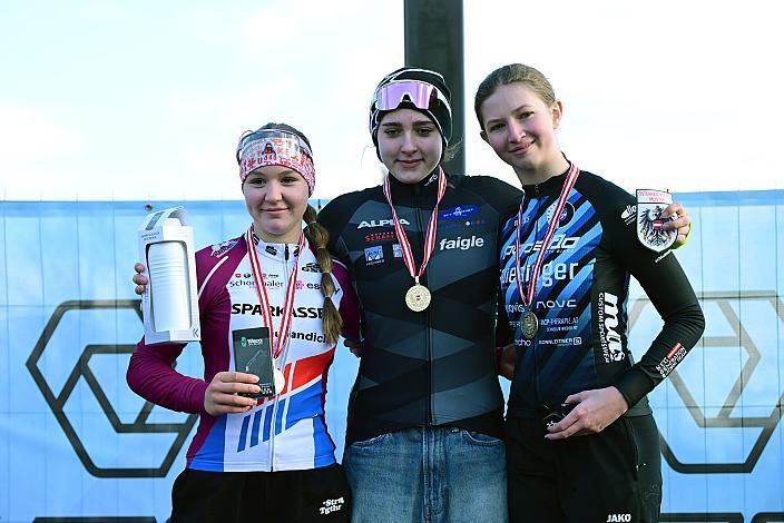 U-17w, 1. PIRINGER Johanna (AUT, RV DJ s Bikeshop Simplon), 2. SCHEBESTA Emilia (AUT, ARBÖ RC Sparkasse Pernitz),  3. KERSCHBAUMER-STÖCKLER M. (RC ARBÖ SK Voest),  Rad Cyclo Cross, ÖSTM/ÖM Querfeldein, Ciclo Cross, Cycling Austria, Maria Enzersdorf, NÖ