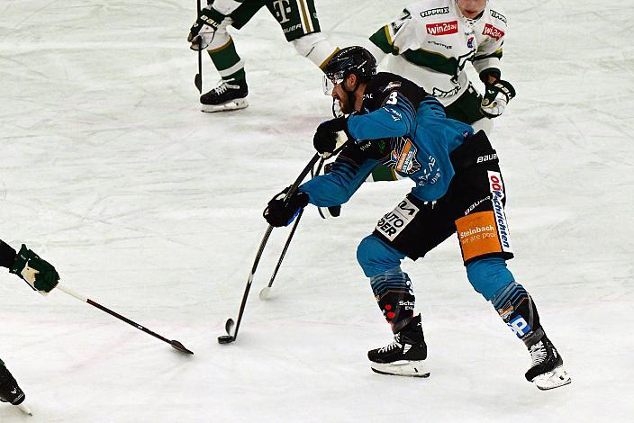 Greg Moro (Steinbach Black Wings Linz) ferzielt das Tor zum 3 zu 0, , 45. Runde ICE, Steinbach Black Wings Linz vs FTC-Telekom, Linz AG Eisarena