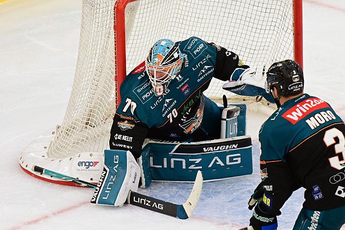 Tormann Dylan Wells (Steinbach Black Wings Linz) 2. Runde ICE, Steinbach Black Wings Linz vs Milano Hockey Club, Linz AG Eisarena 