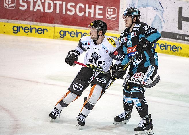 Kevin Macierzynski (Dornbirn Bulldogs), Troy Rutkowski (EHC Liwest Black Wings Linz) EHC Liwest Black Wings Linz - Dornbirn Bulldogs Qualifikationsrunde