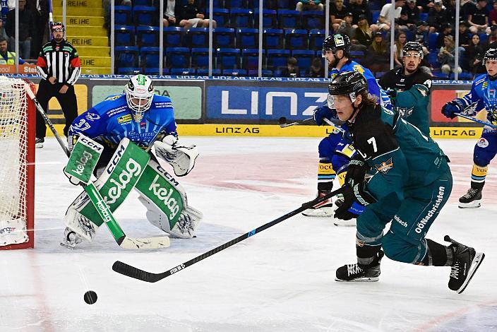 Andreas Kristler (Steinbach Black Wings Linz), Daniil Kulintsev (EC iDM Wärmepumpen VSV), Testspiel Steinbach Black Wings Linz vs EC VSV, Linz AG Eisarena 
