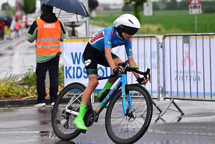 Im Trikot des Besten Österreichers, Alexander Walcher (AUT, LRV Steiermark), Zeitfahren Herzogenburg, 3. Etappe Sportland NOE Kids Tour