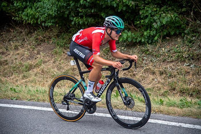Im roten Trikot des besten Österreichers Benjamin Eckerstorfer (AUT, Team Österreich), Rohrbach - Rohrbach, Int. "Keine Sorgen" Junioren Rundfahrt UCI Kat. 2.1 MJ