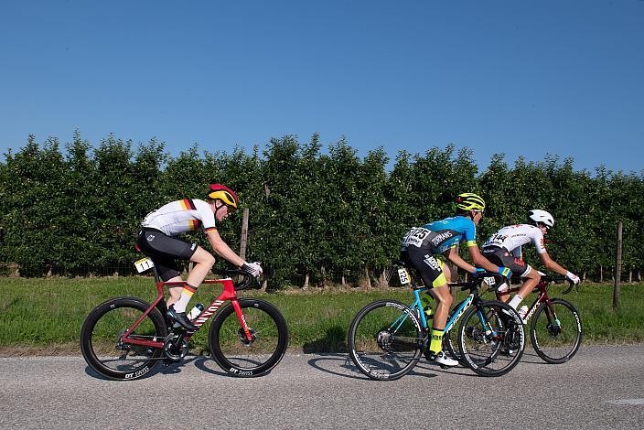 Cederic Abt (GER, Team Deutschland), Kenay De Moyer (BEL, Acrog-Tormans BC), Leo Gullickson (USA, LUX/Sideshow p/b Specialized) 46. Int. Keine Sorgen,  Junioren Rundfahrt UCI Kat. MJ 2.1, 1. Etappe Haid/Ansfelden - Marchtrenk