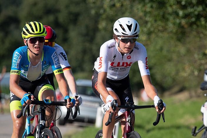 Cederic Abt (GER, Team Deutschland), Kenay De Moyer (BEL, Acrog-Tormans BC), Leo Gullickson (USA, LUX/Sideshow p/b Specialized) 46. Int. Keine Sorgen,  Junioren Rundfahrt UCI Kat. MJ 2.1, 1. Etappe Haid/Ansfelden - Marchtrenk