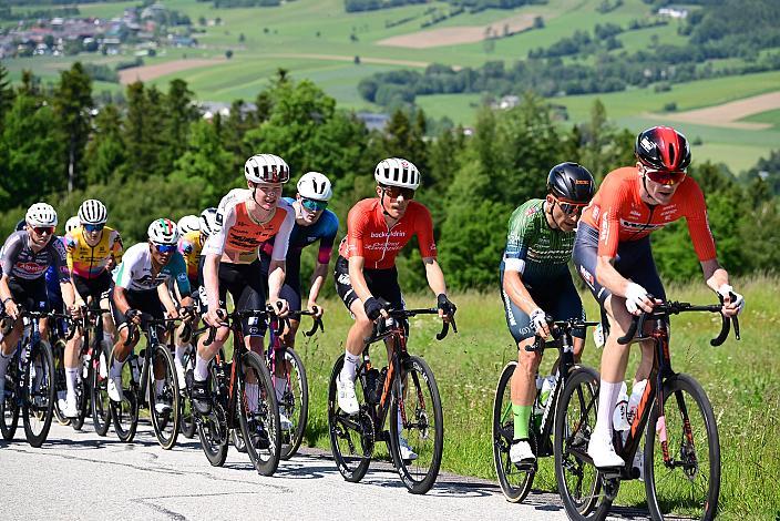 Im Roten Kornspitz Trikot des besten Österreichers Marco Schrettl (AUT, Tirol KTM Cycling Team) 3. Etappe Bad Schallerbach - Aigen - Schlägl, 15. Int. Raiffeisen OÖ-Radrundfahrt UCI Kat. 2.2