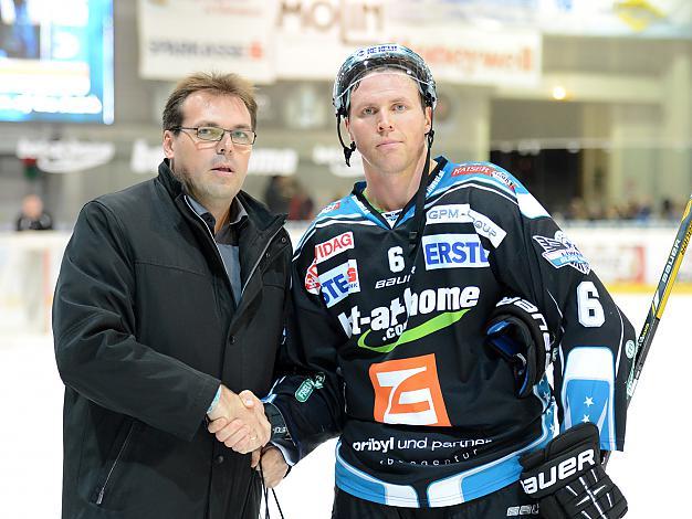 Andy Hedlund, Spieler des Abends, EHC Liwest Black Wings Linz vs KHL Medvescak Zagreb