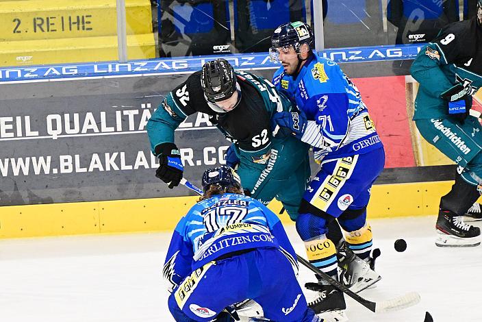 Julian Pusnik (Steinbach Black Wings Linz), Steven Strong (EC iDM Wärmepumpen VSV)Testspiel Steinbach Black Wings Linz vs EC VSV, Linz AG Eisarena 